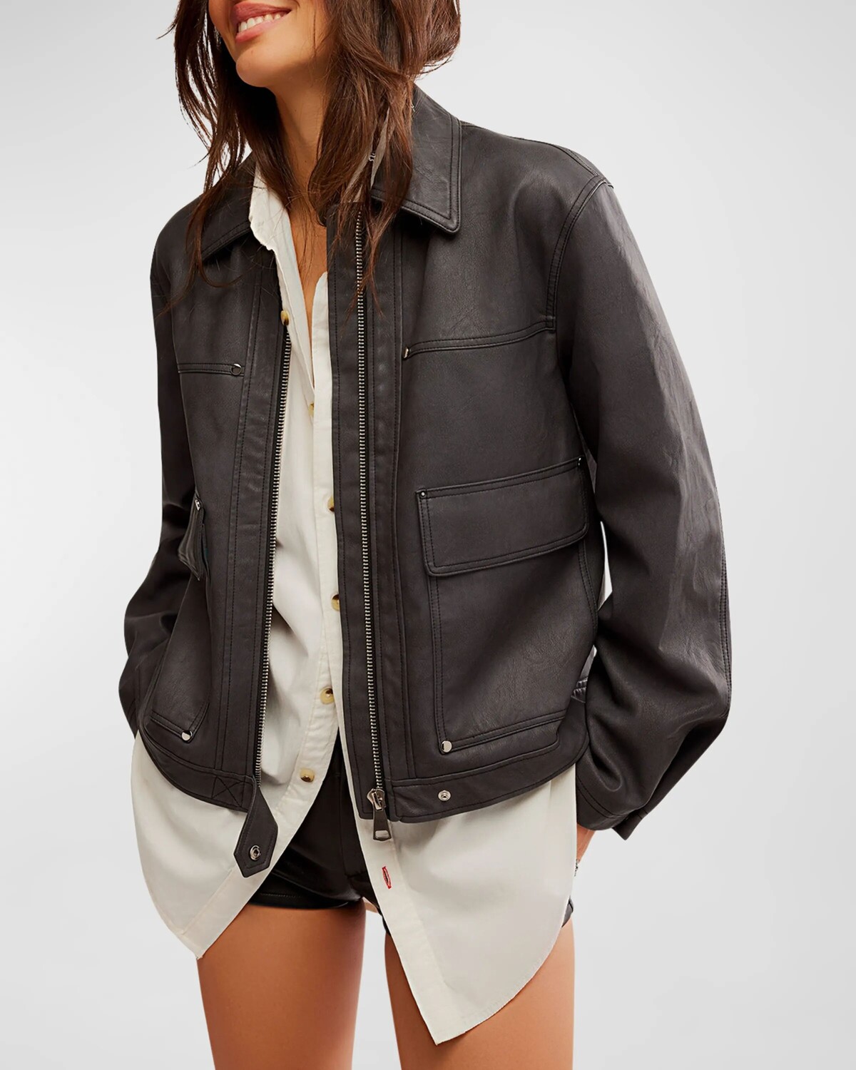 

Кожаная куртка Blair Vegan Free People, цвет Charcoal Combo