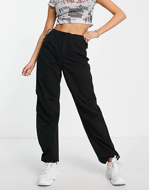 

Черные мешковатые брюки из технического парашюта Bershka, Черный