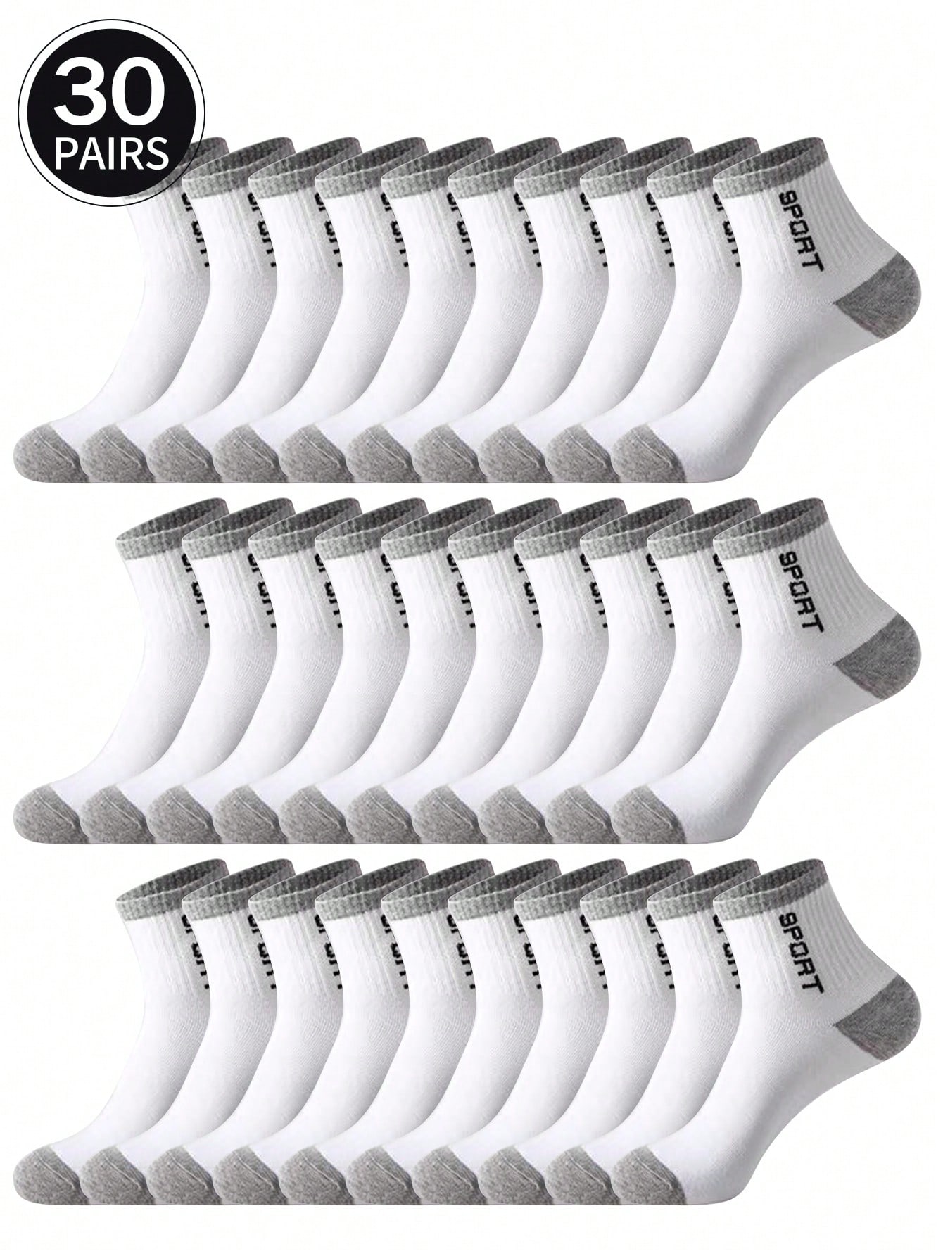 20 пар мужских носков средней длины, белый