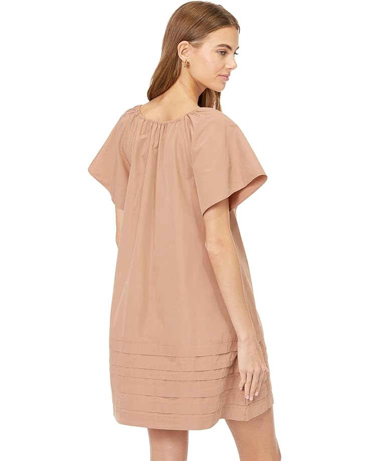 Платье Madewell Poplin Flutter-Sleeve Pintuck Mini Dress, цвет Faded Earth цена и фото