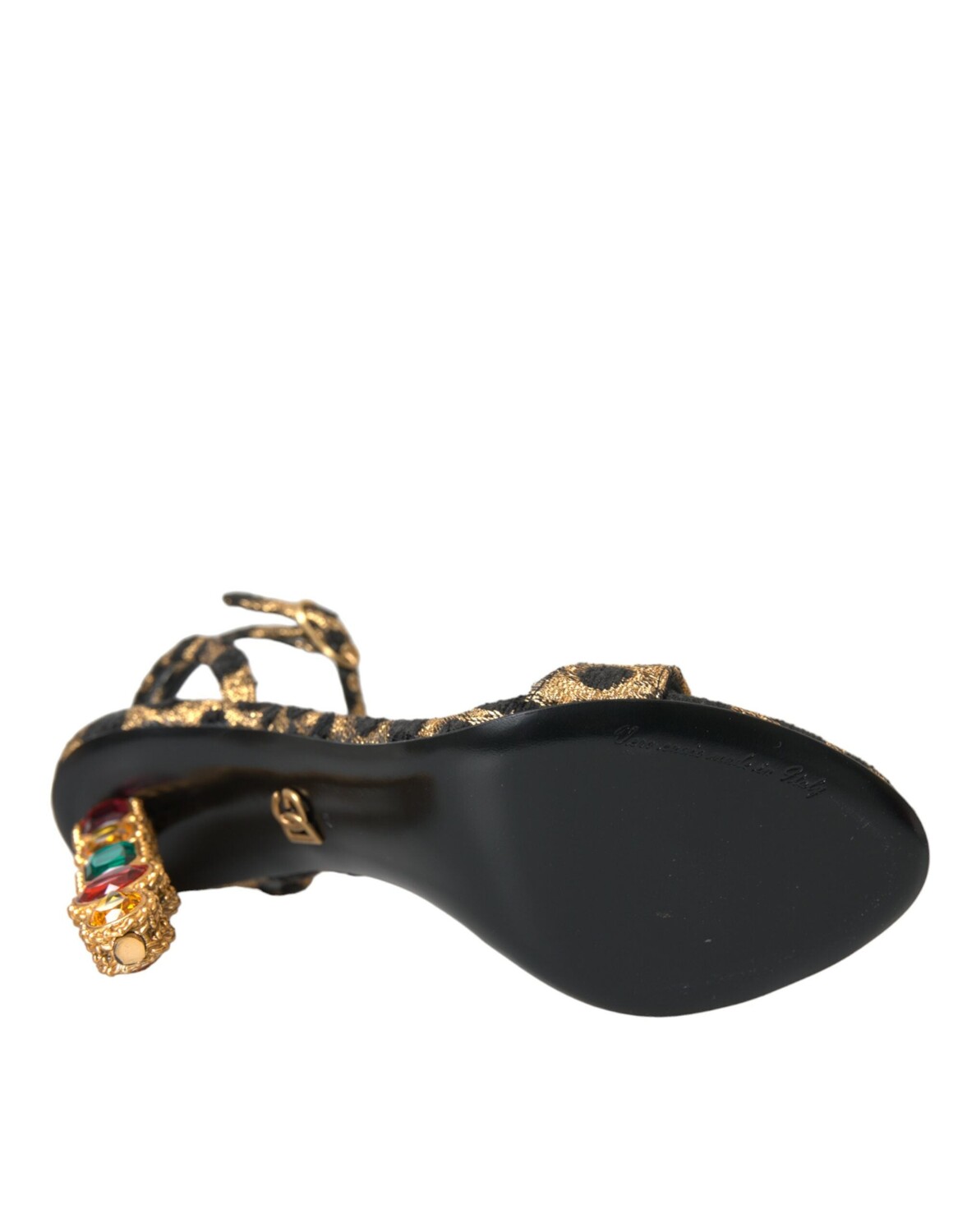 

Dolce & Gabbana Босоножки на каблуке с леопардовыми кристаллами Женская обувь, цвет Gold Black