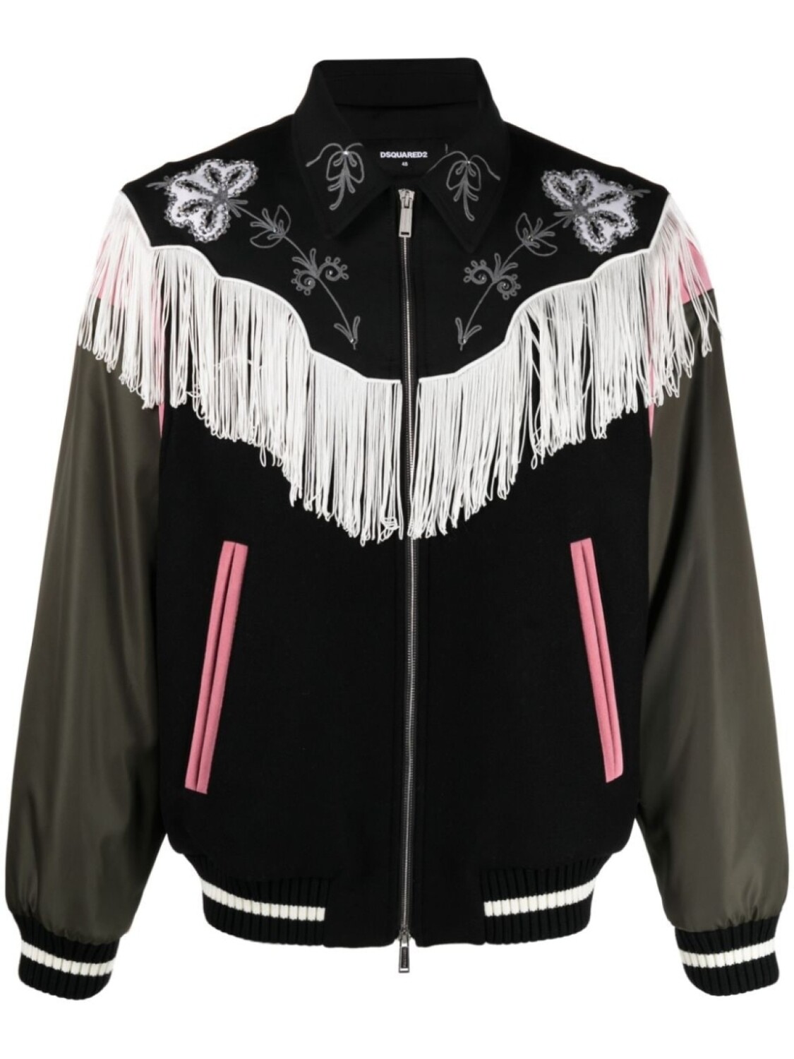 

Бомбер с бахромой Dsquared2, черный