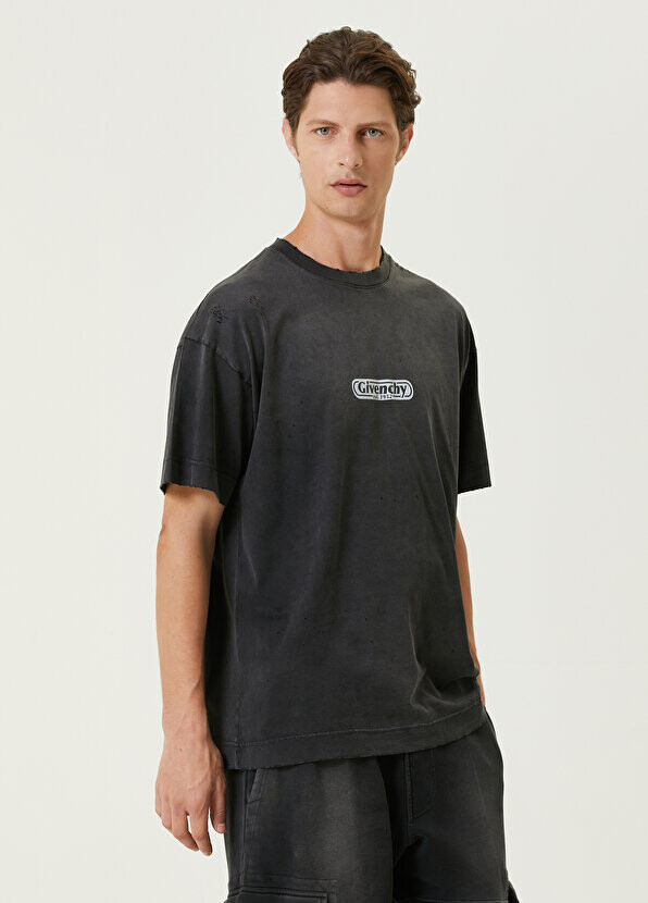 

Черная футболка с потрепанным логотипом Givenchy, Черный