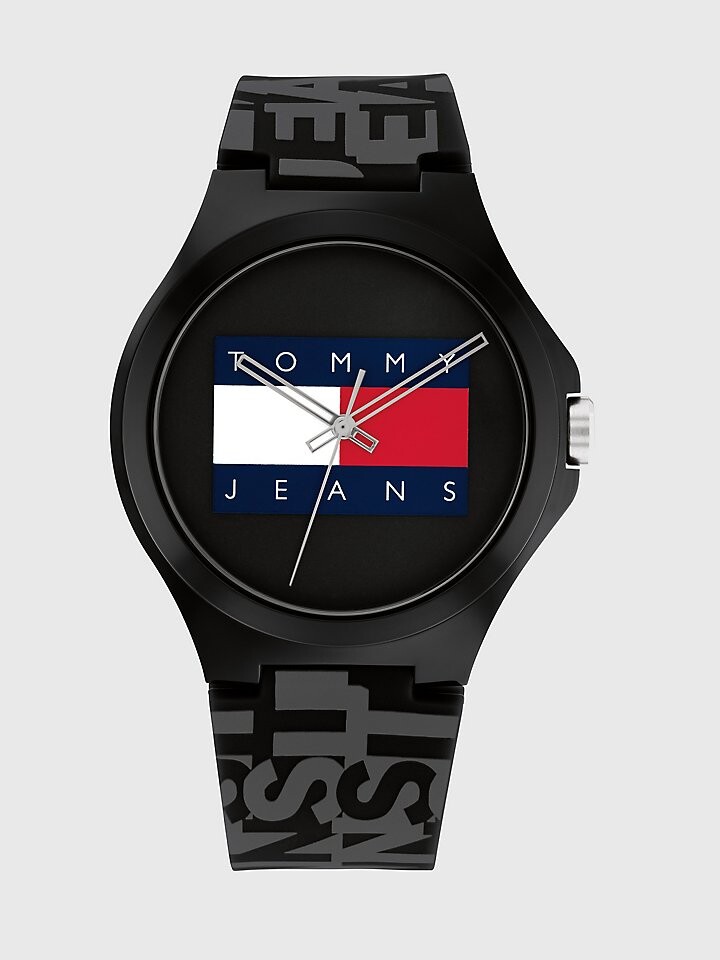 

Повседневные часы Tommy Jeans с черным силиконовым ремешком