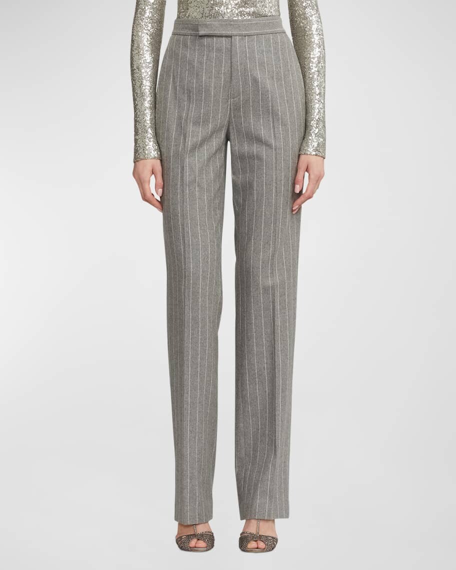 

Узкие фланелевые брюки Alecia Chalkstripe Ralph Lauren Collection