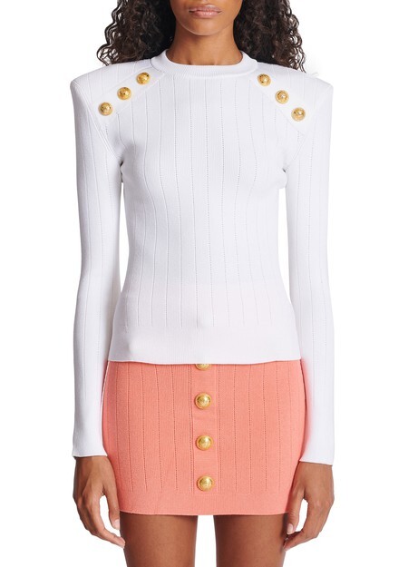 

Свитер тонкой вязки с 6 пуговицами Balmain, белый
