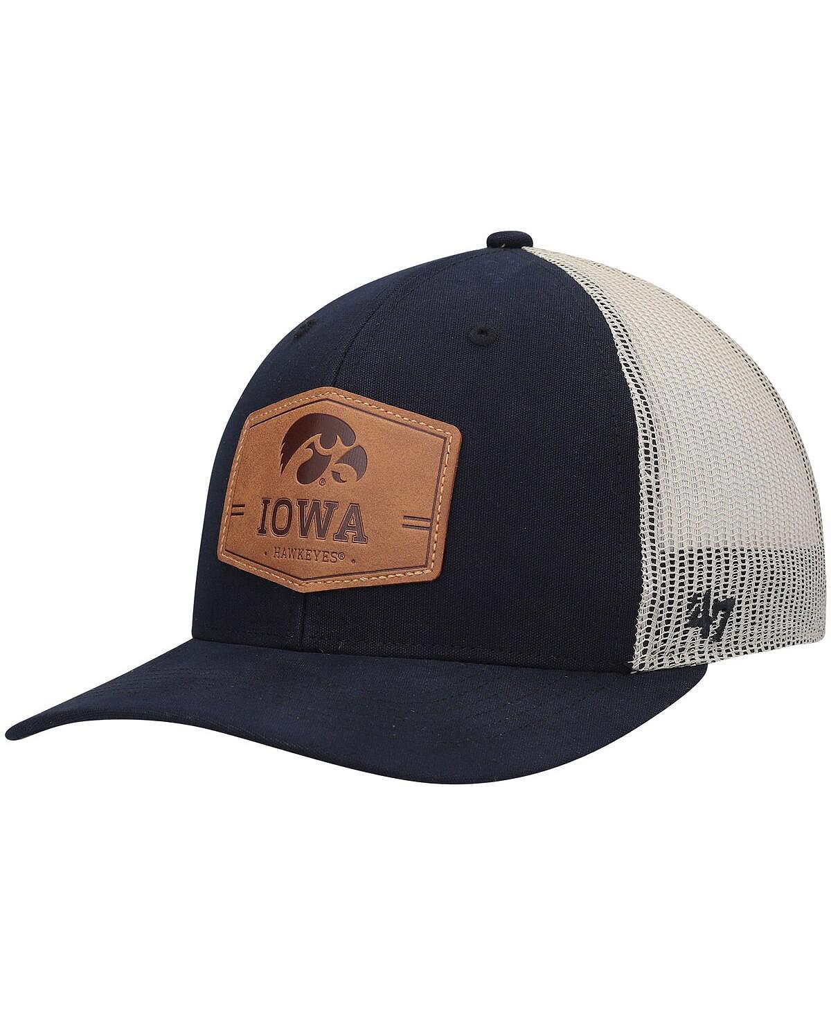 

Мужская регулируемая шляпа '47 Black Iowa Hawkeyes из сыромятной кожи Trucker '47 Brand