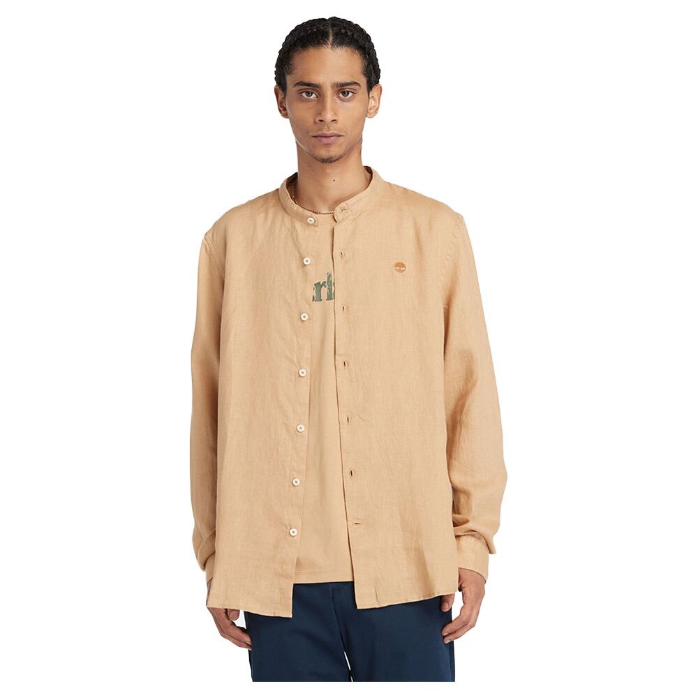 

Рубашка с длинным рукавом Timberland Mill Brook Linen Korean Collar, бежевый