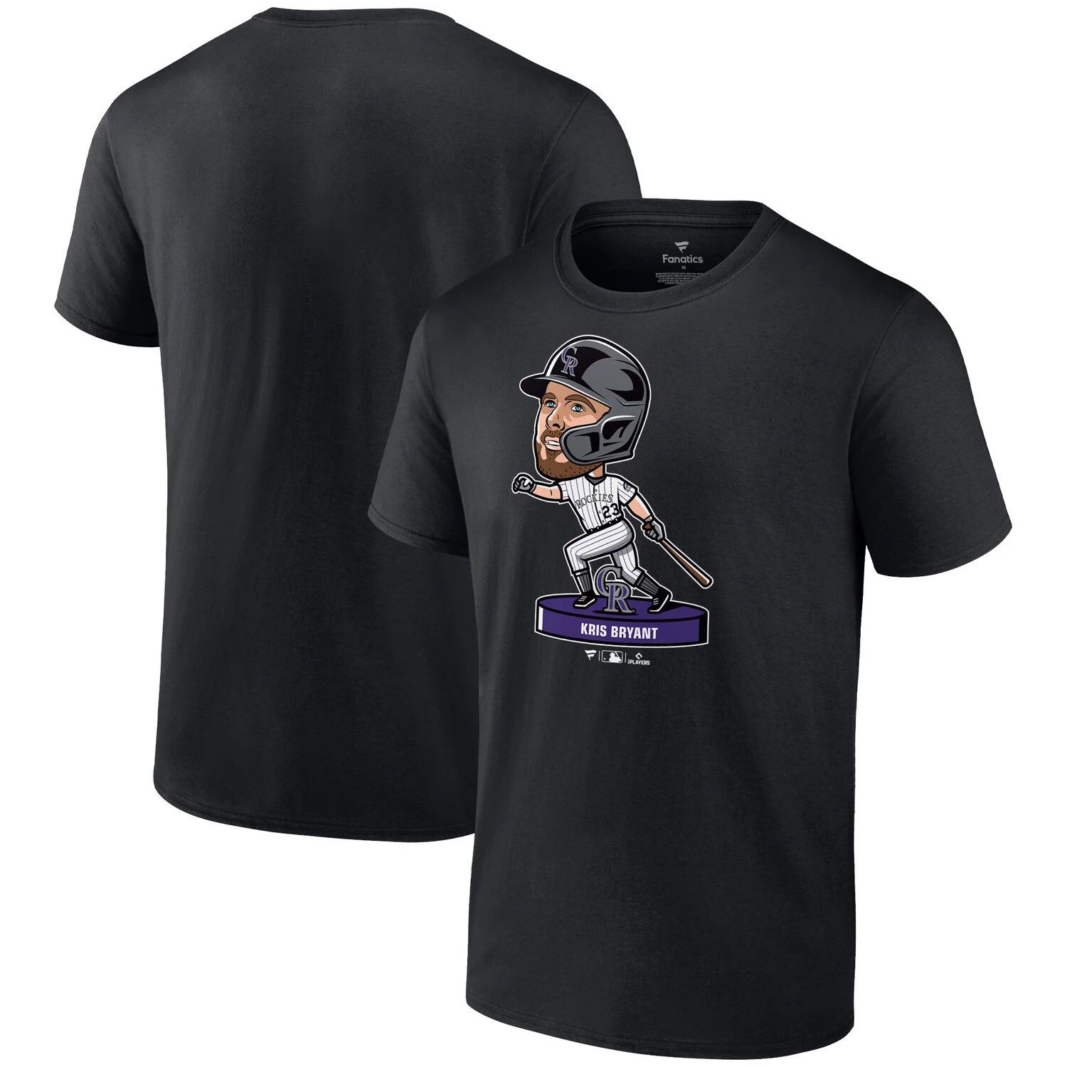 Мужская черная футболка Nike Kris Bryant Colorado Rockies Bobblehead Fanatics мужская футболка kris bryant purple colorado rockies с именем и номером игрока nike фиолетовый