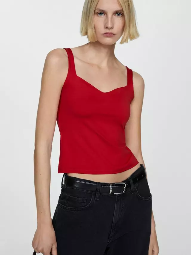 

Топ Mango Rayo Sweetheart Neckline, красный