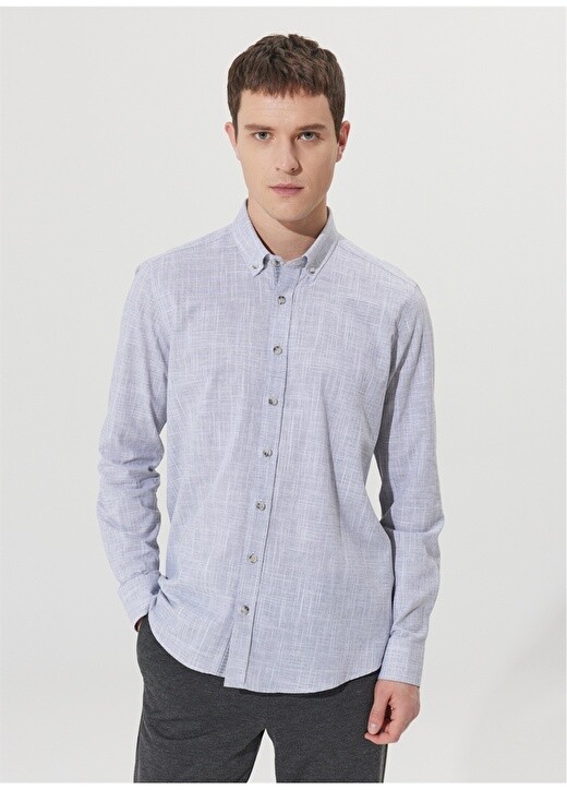

Slim Fit Антрацитовая мужская рубашка с воротником на пуговицах Altınyıldız Classic