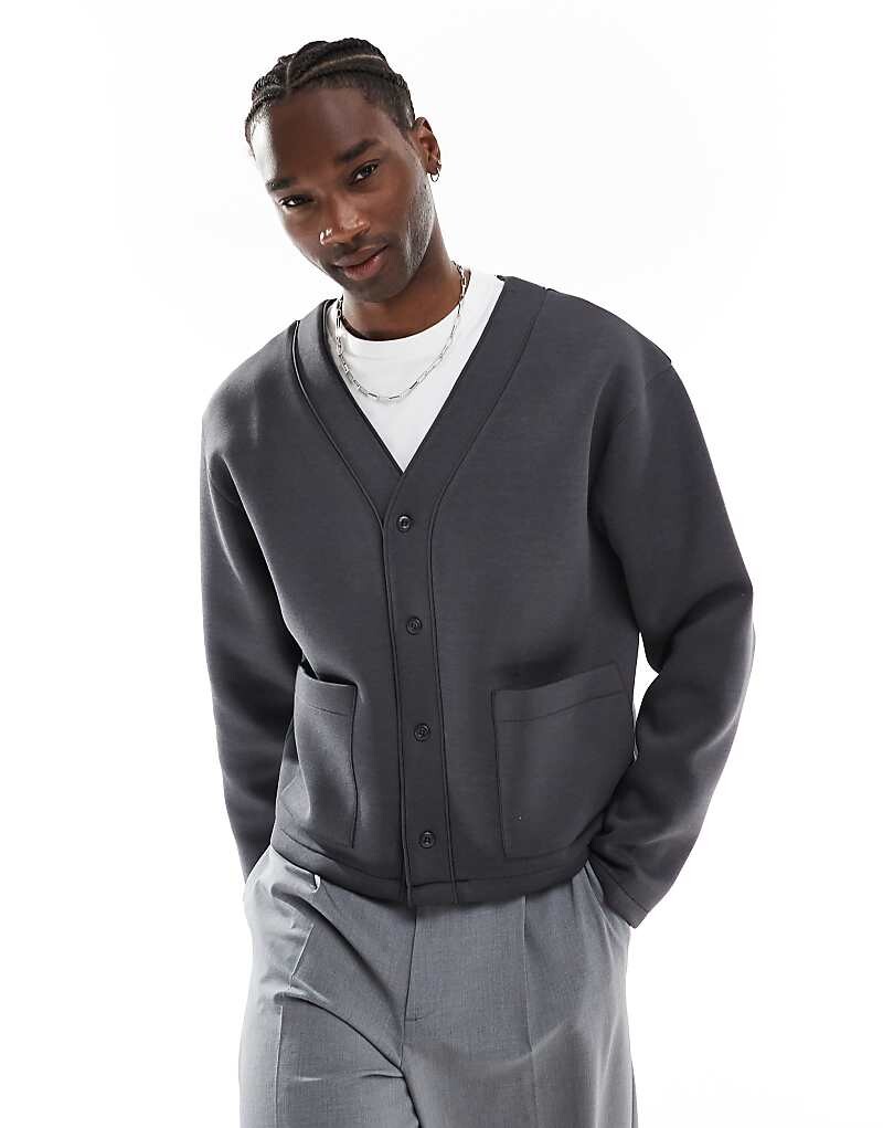 

Темно-серый объемный кардиган с аквалангом ASOS DESIGN