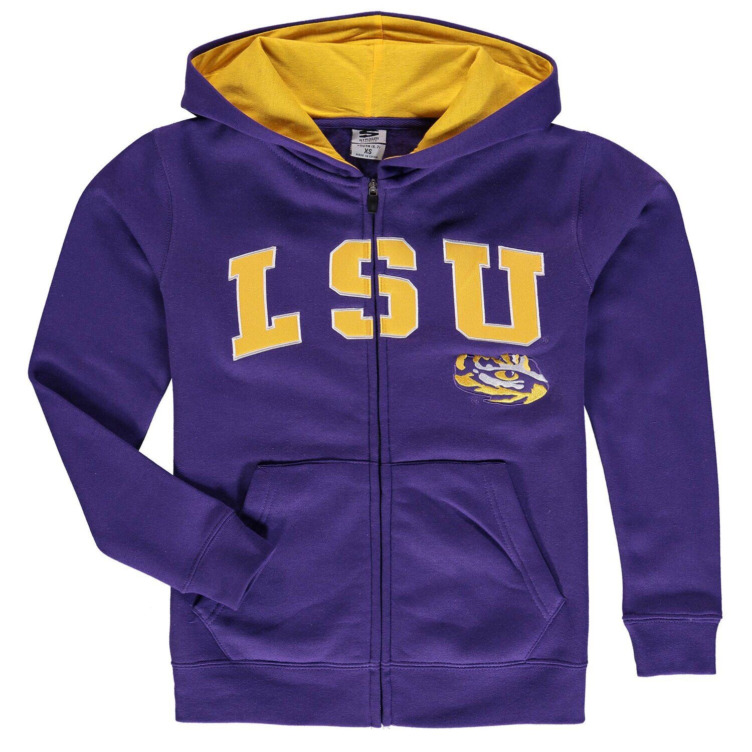 

Молодежная толстовка с молнией во всю длину фиолетового цвета LSU Tigers с аппликацией в виде арки и логотипа Unbranded