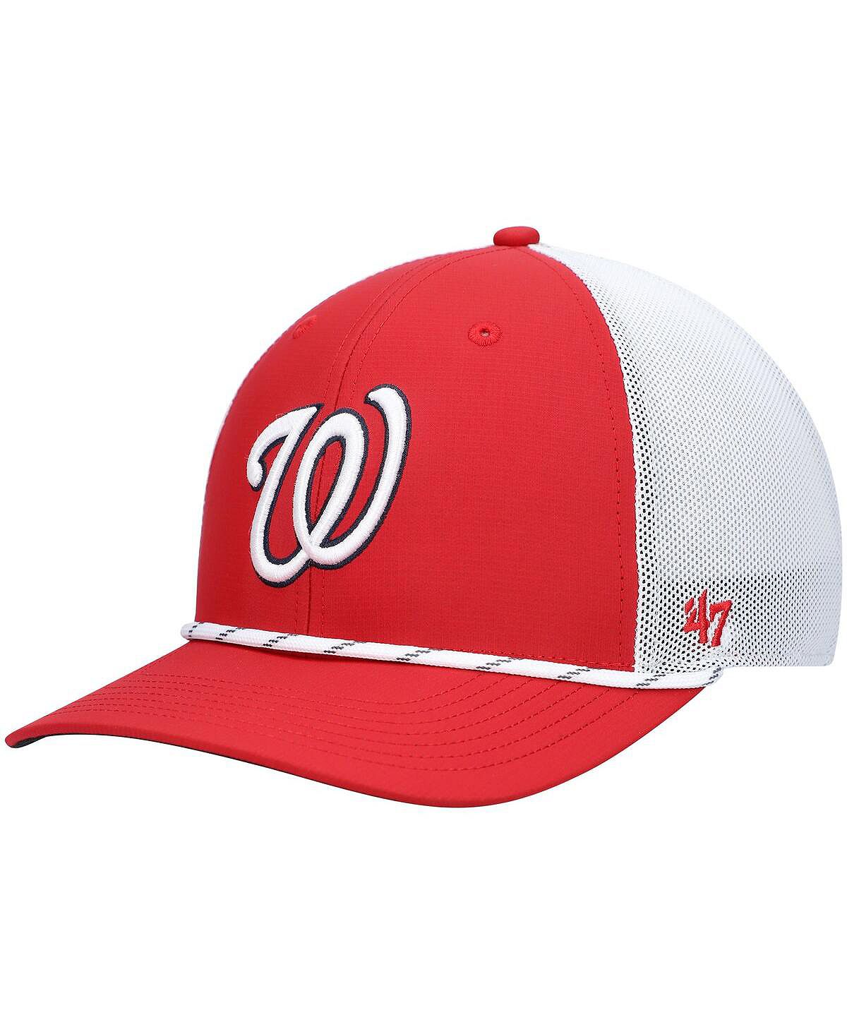 

Мужская кепка Red and White Washington Nationals Burden Trucker Snapback '47 '47 Brand