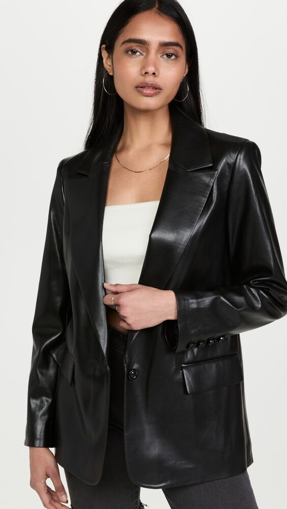 

Блейзер alice + olivia Denny Vegan Leather, черный