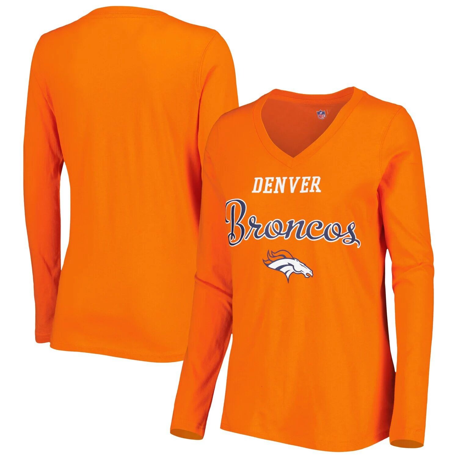 

Женская футболка G-III 4Her by Carl Banks Orange Denver Broncos Post Season с длинными рукавами и v-образным вырезом G-III