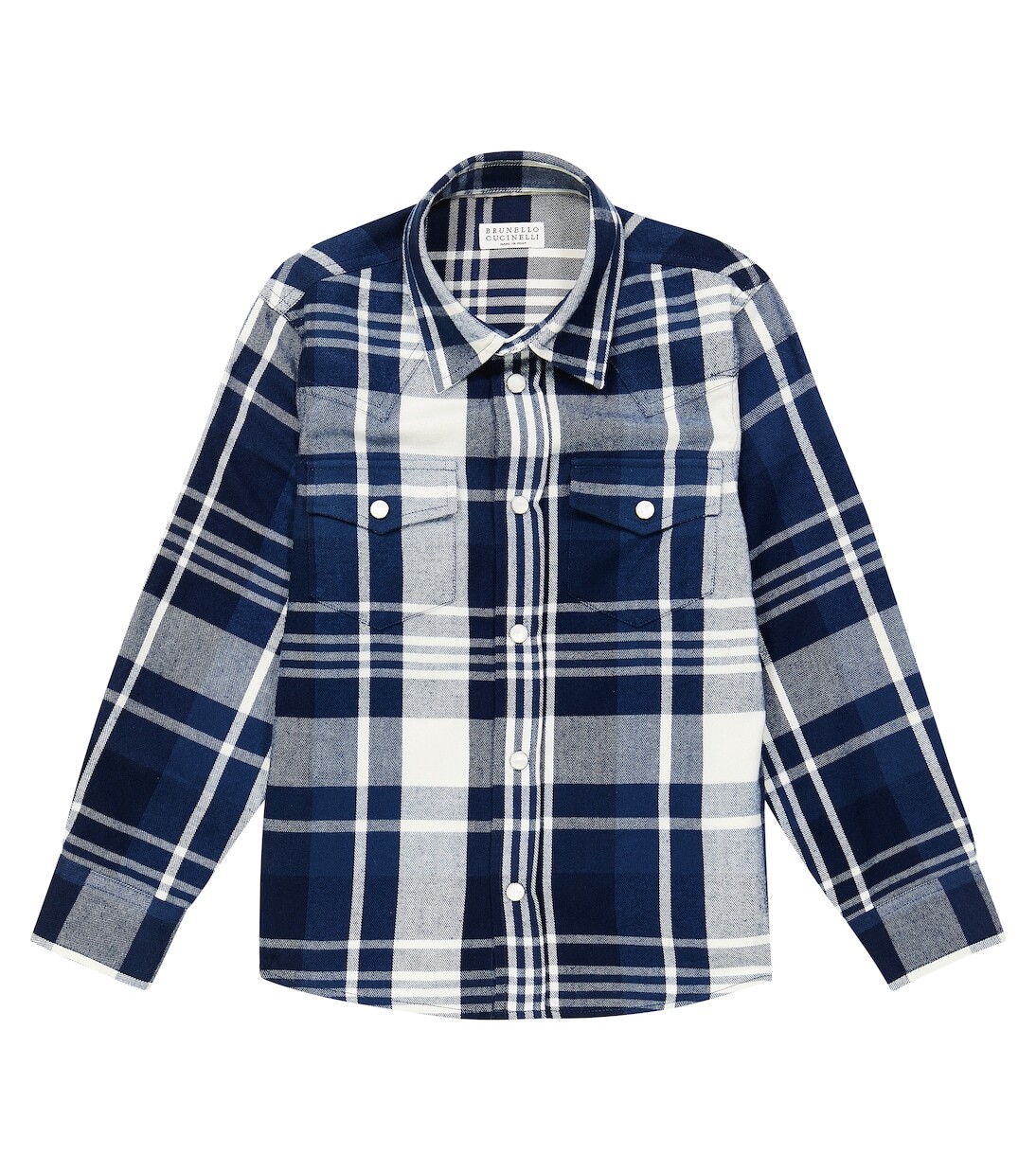 

Рубашка из хлопковой фланели в клетку Brunello Cucinelli Kids, мультиколор