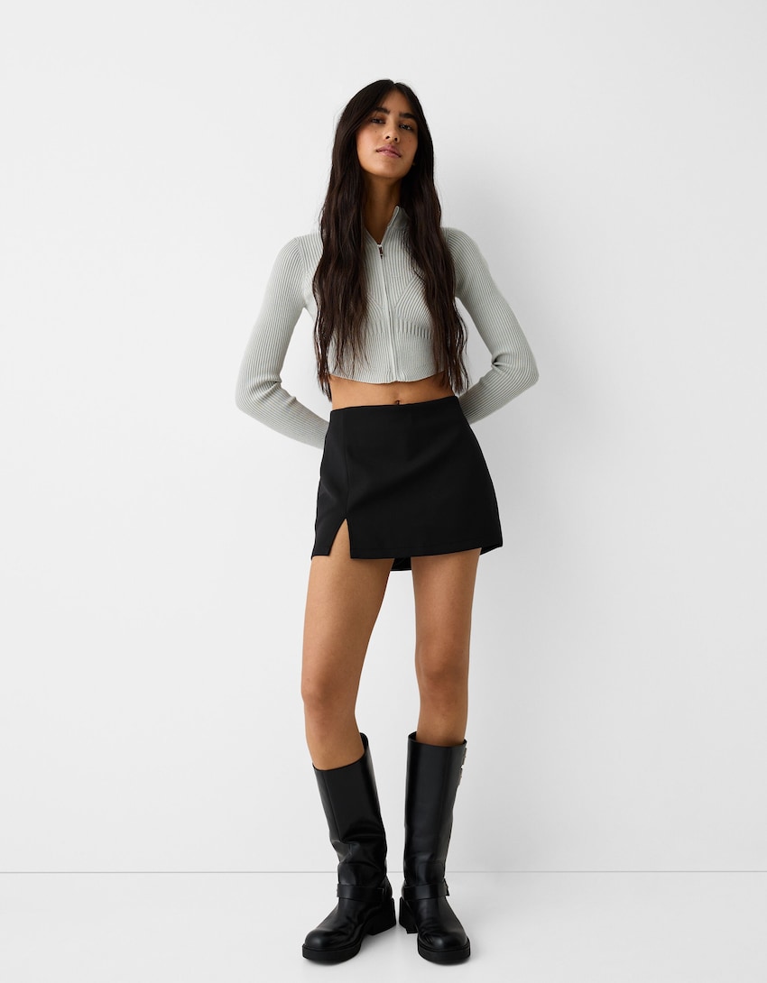 Элегантная короткая юбка-брюки Bershka, черный юбка bershka короткая 44 размер