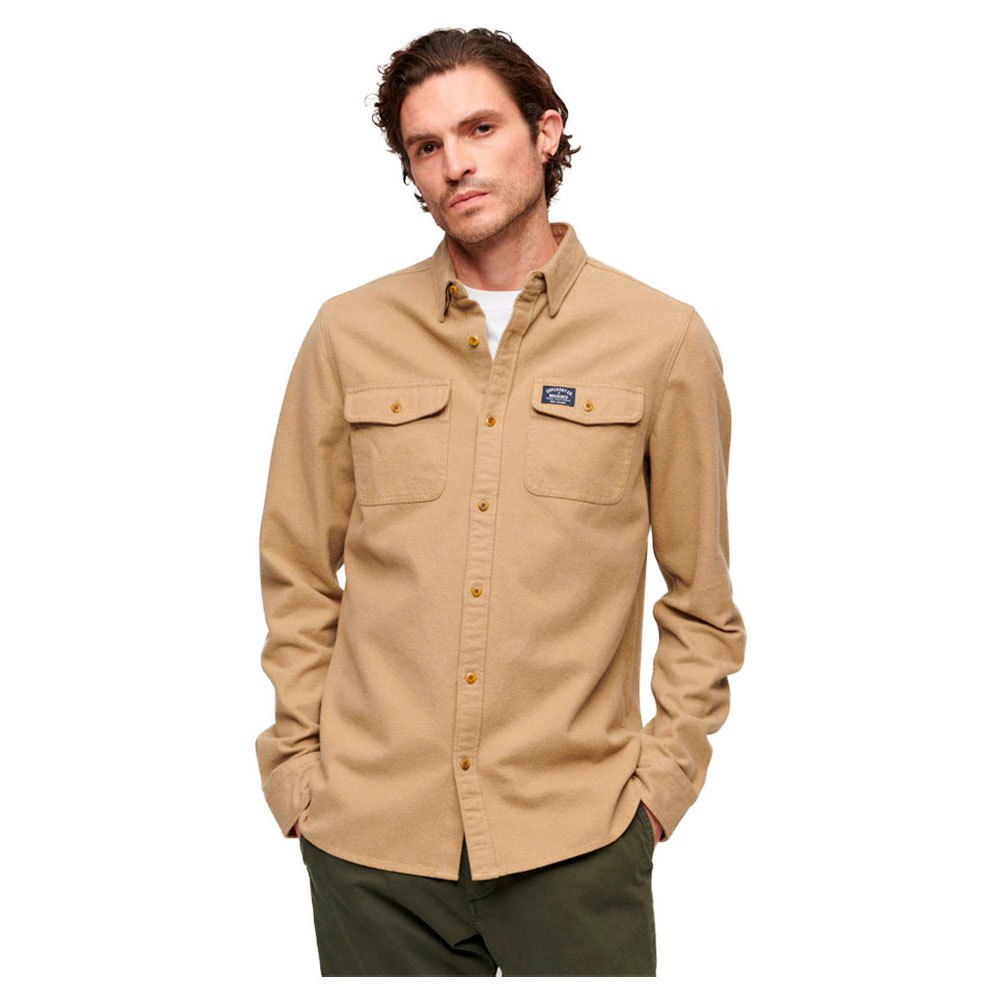 Рубашка Superdry Flannel Workwear, коричневый рубашка zara oversize flannel коричневый