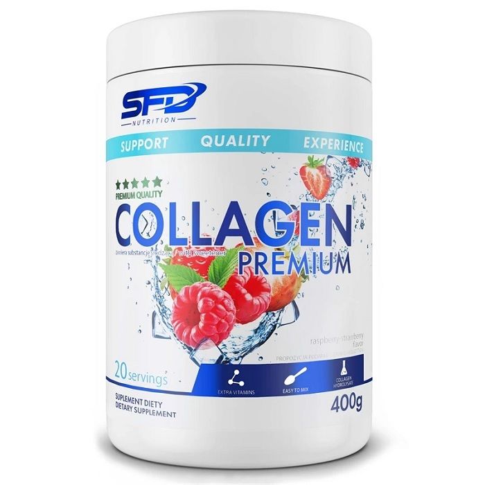 Препарат, укрепляющий суставы и улучшающий состояние кожи, волос и ногтей Sfd Collagen Premium Raspberry Strawberry, 400 гр