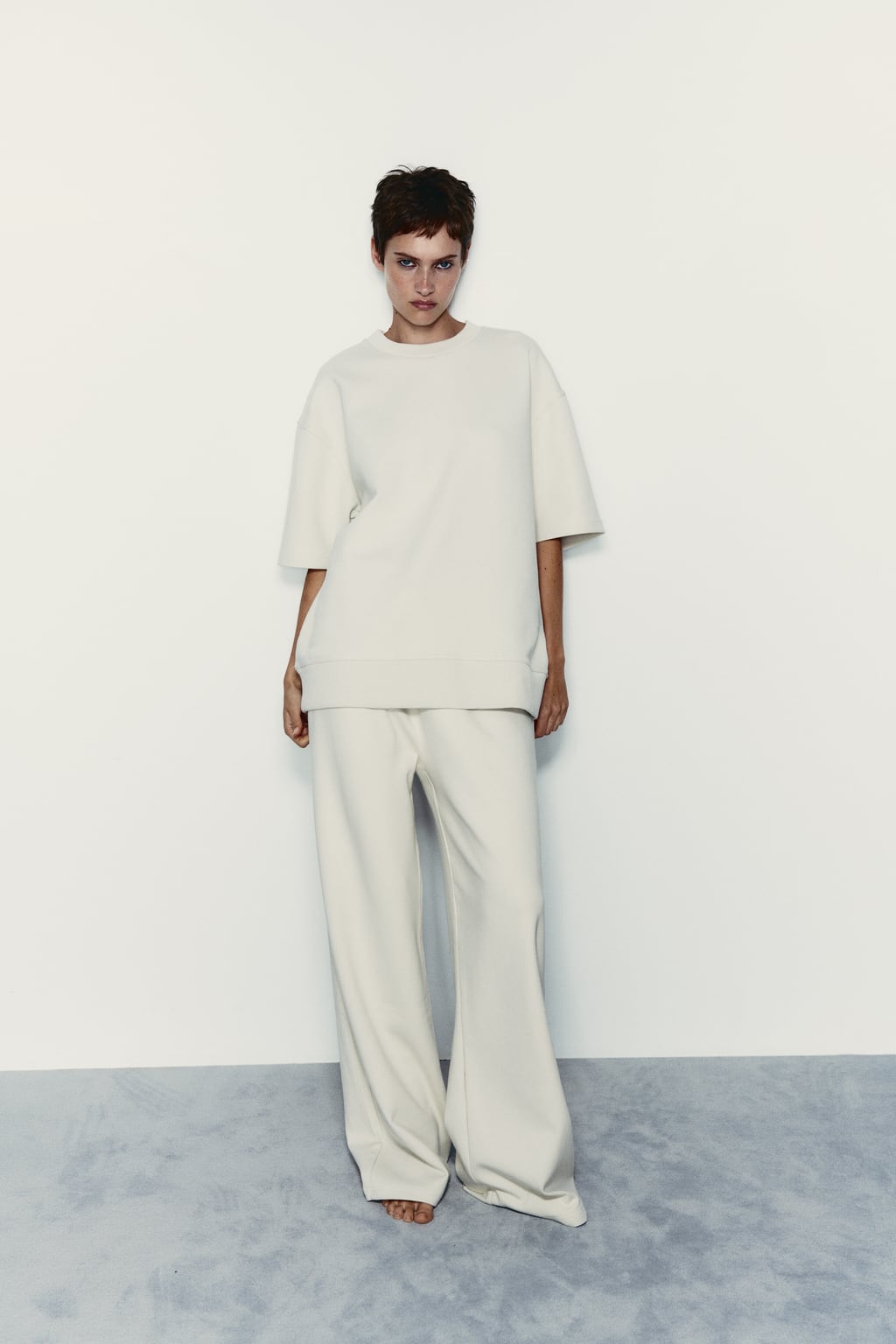 

Хлопковая толстовка с коротким рукавом ZARA