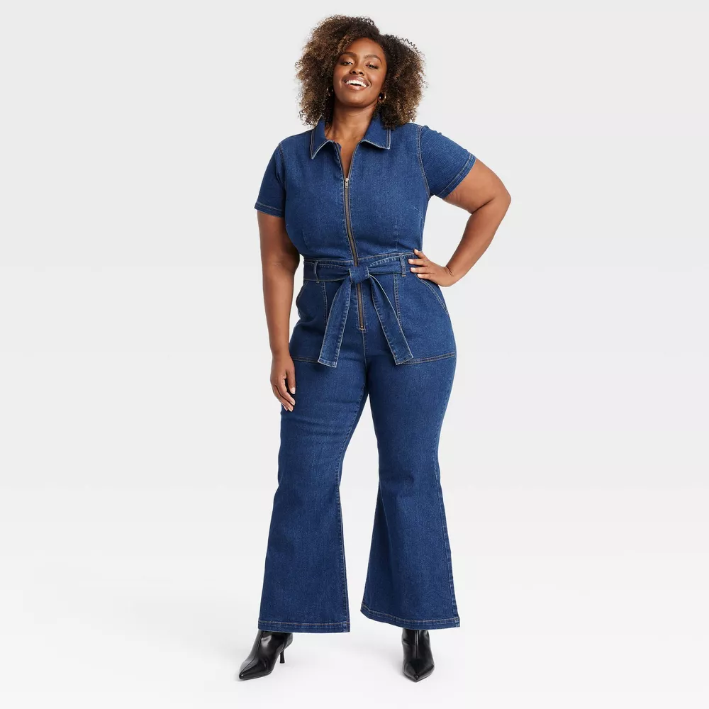 

Женский джинсовый комбинезон с коротким рукавом - Ava & Viv, цвет Dark Wash