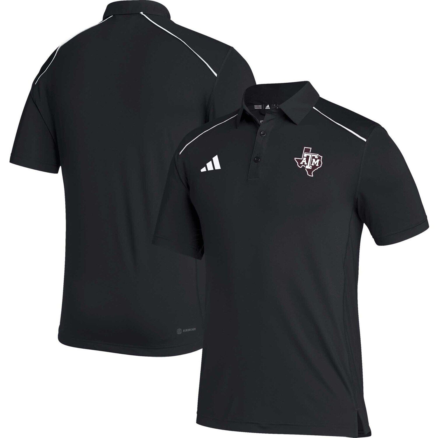 

Мужская футболка-поло черного цвета Texas A&M Aggies Coaches AEROREADY adidas, Черный