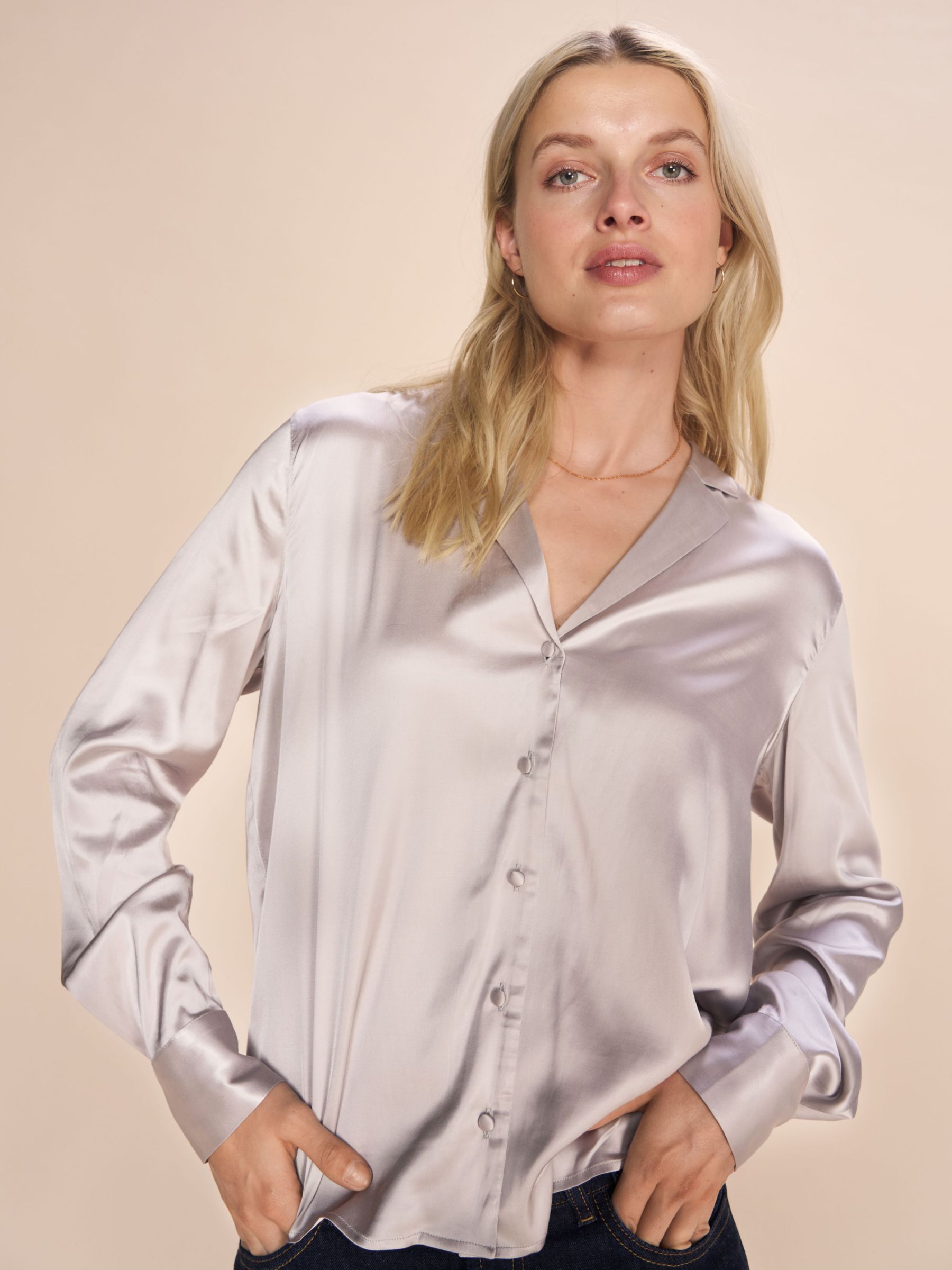 Атласная рубашка Финли MOS MOSH, тихий серый mos mosh джемпер из смесовой шерсти thora с v образным вырезом цвет teaberry
