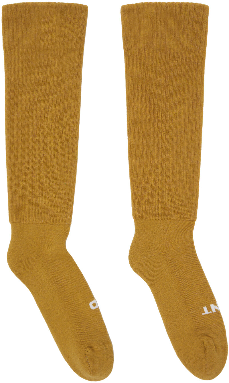 

Желтые носки с надписью "So Cnt" Rick Owens Drkshdw, цвет Mustard/Milk/Milk