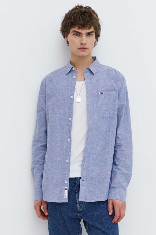 

Рубашка из смесового льна Tommy Jeans, синий
