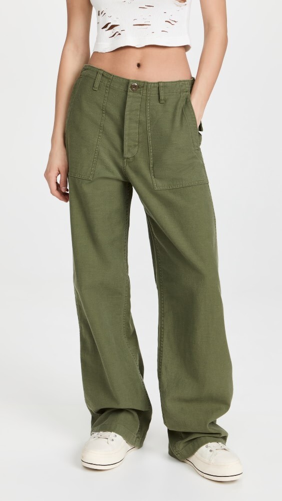 

Брюки R13 Wide Leg Utility, оливковый