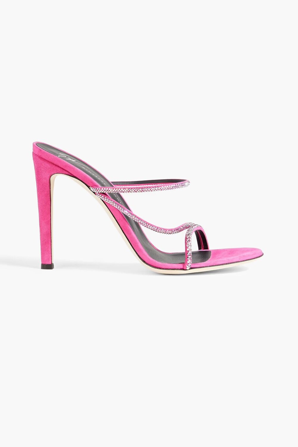 

Замшевые мюли с кристаллами Giuseppe Zanotti, ярко-розовый