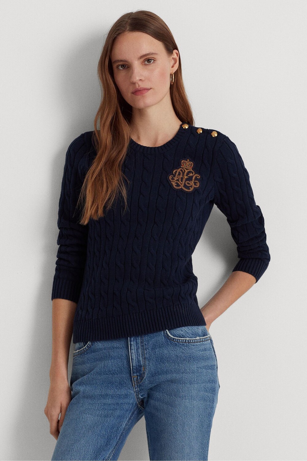 

Хлопковый вязаный свитер Montiva Bullion Lauren Ralph Lauren, синий