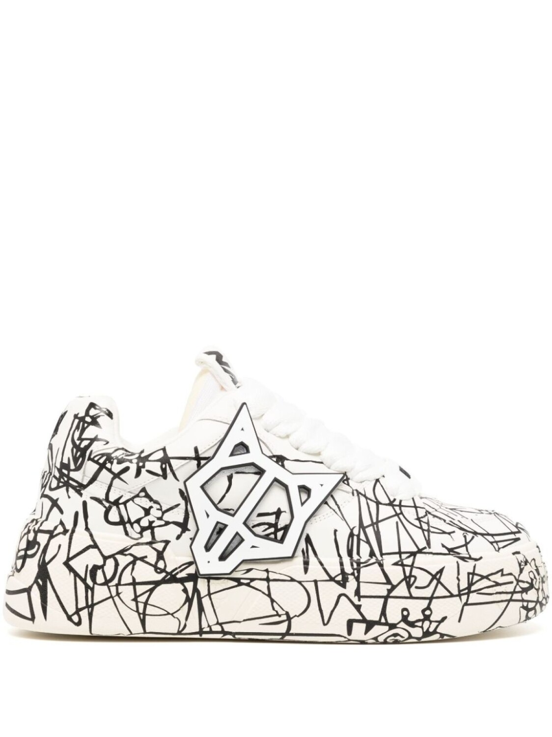 

NAKED WOLFE кроссовки Kosa Scribble с принтом граффити, белый