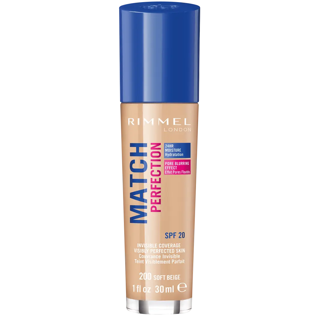 

Увлажняющая тональная основа для лица нежно-бежевая 200 Rimmel Match Perfection, 30 мл