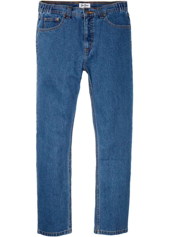Джинсы классического кроя с прямым эластичным поясом сбоку John Baner Jeanswear, синий 2022 джинсы для мужчин и женщин мужские винтажные джинсы с вышивкой джинсы мешковатые джинсы с карманами джинсы с пуговицами джинсовые брю