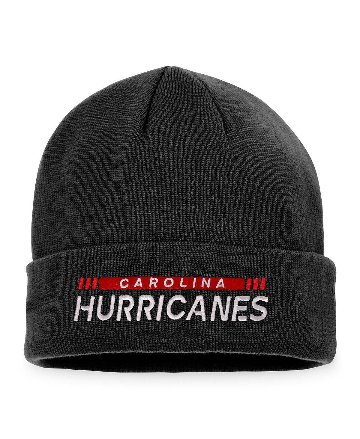 

Мужская фирменная черная вязаная шапка Carolina Hurricanes Authentic Pro Rink с манжетами Fanatics
