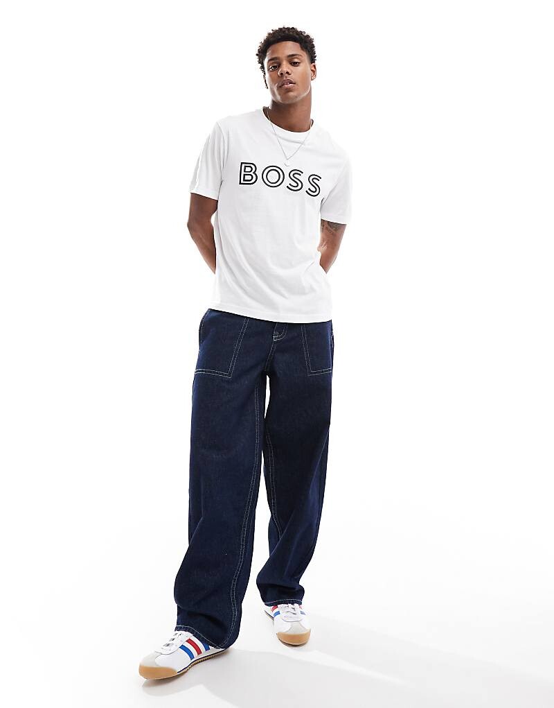

Белая футболка BOSS GREEN Tee 1 с черным логотипом