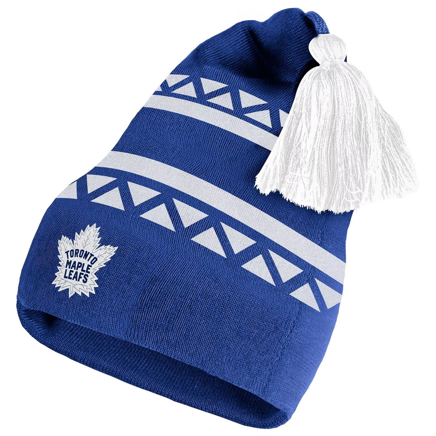 

Мужская вязаная шапка adidas Royal Toronto Maple Leafs Reverse Retro 2.0 с помпонами и манжетами