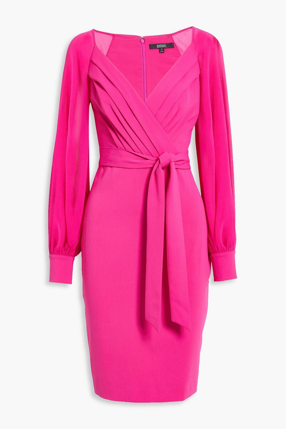 

Креповое платье с запахом и шифоновыми вставками BADGLEY MISCHKA, розовый