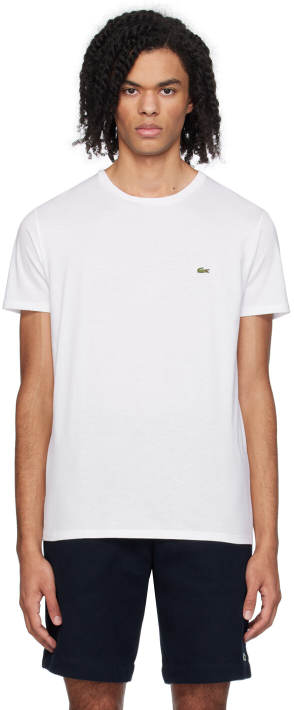 

Белая футболка с круглым вырезом Lacoste