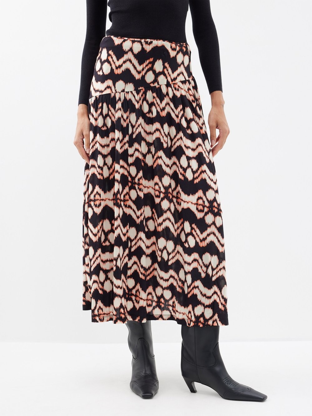 

Юбка kiera из джерси с принтом ikat Ulla Johnson, черный