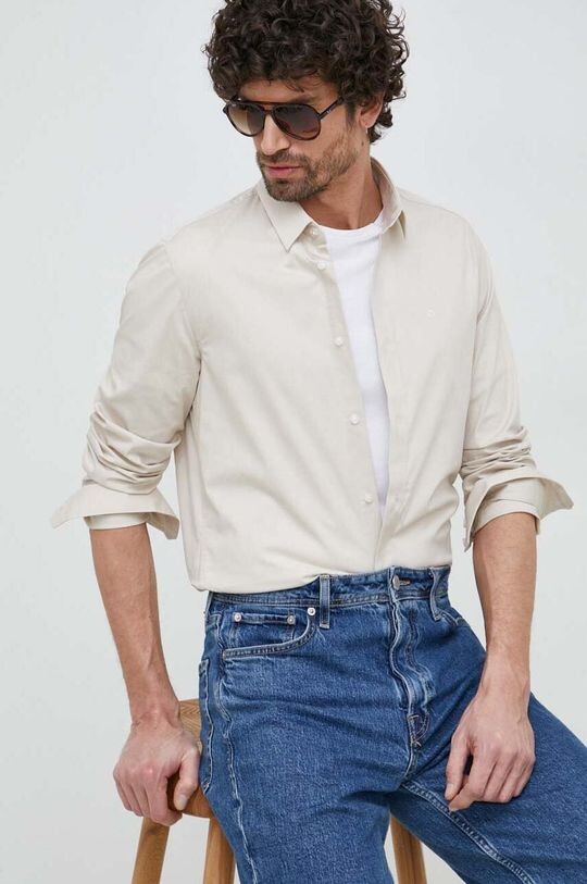 

Рубашка Кельвина Кляйна Calvin Klein, бежевый