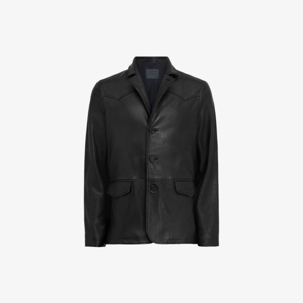 

Кожаный пиджак hunter классического кроя Allsaints, черный