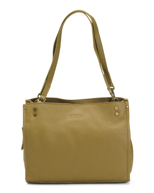 

Кожаная сумка-портфель Lenox с тройным входом American Leather Co., оливковый