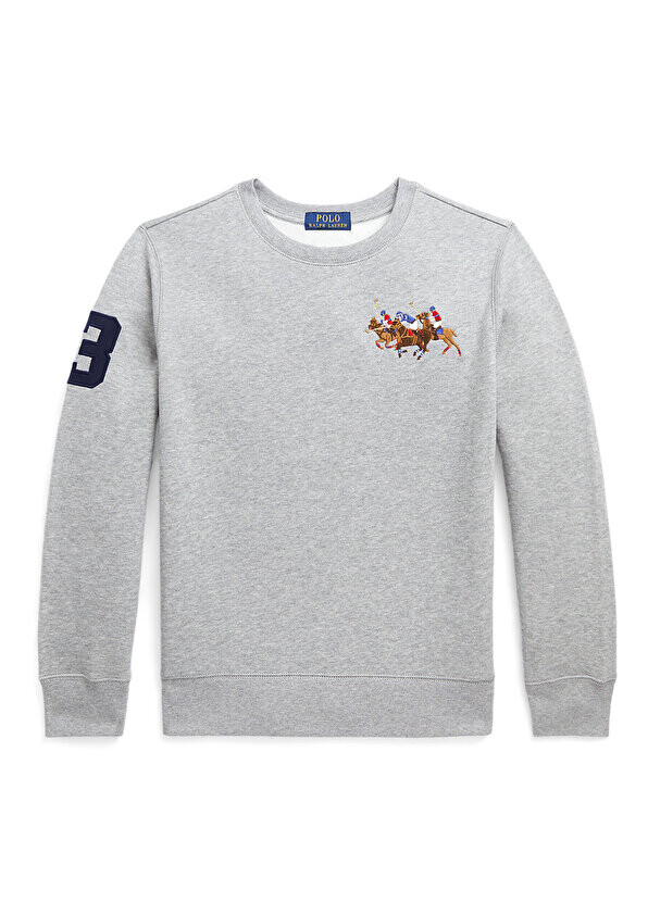 

Серый свитшот для мальчика с вышивкой логотипа Polo Ralph Lauren