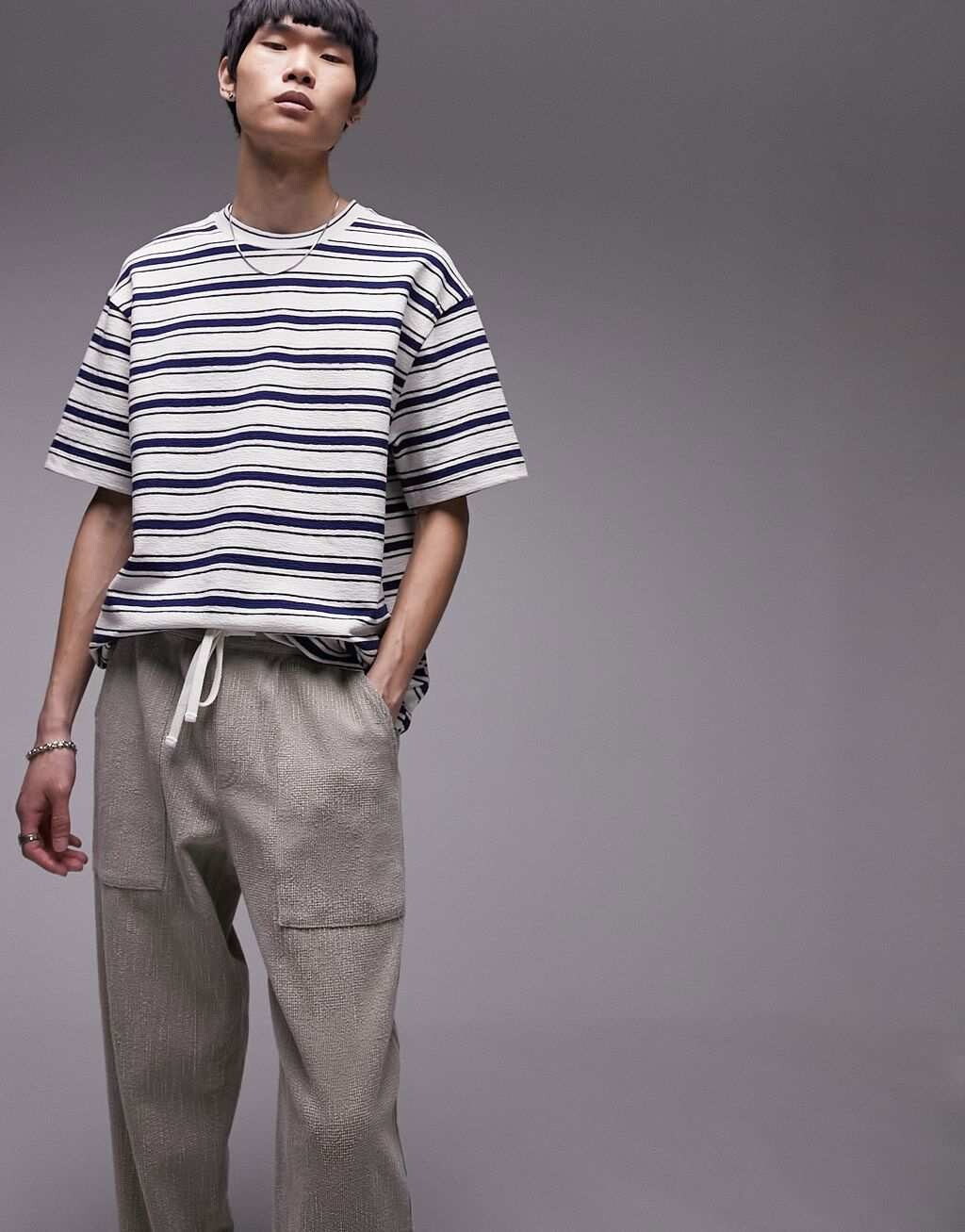 

Темно-синяя объемная фактурная полоска премиум-класса Topman