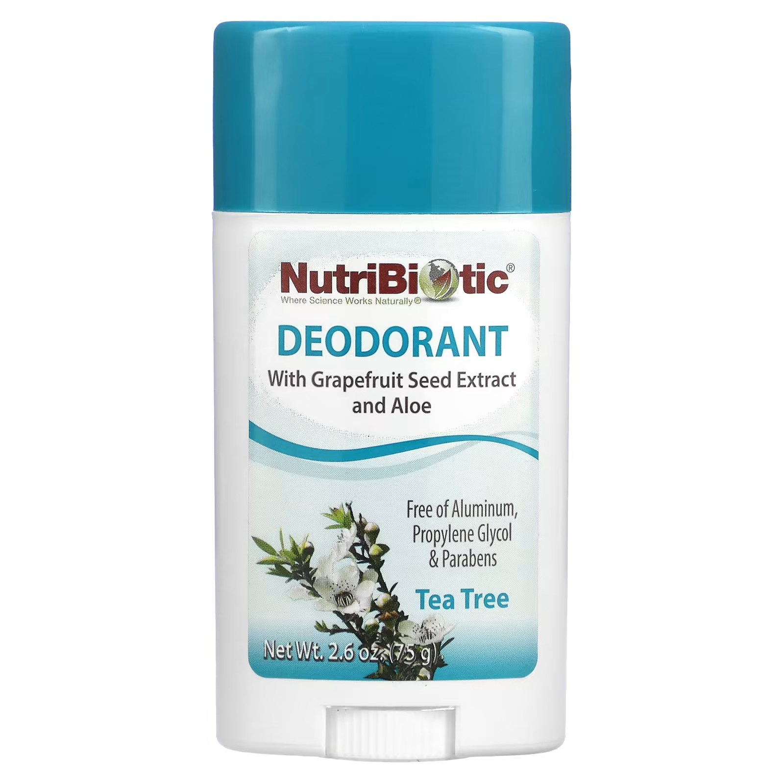Дезодорант NutriBiotic чайное дерево, 75 гр. пудра для тела и ног с экстрактом семян грейпфрута и лавандовым маслом лаванда 113 г nutribiotic