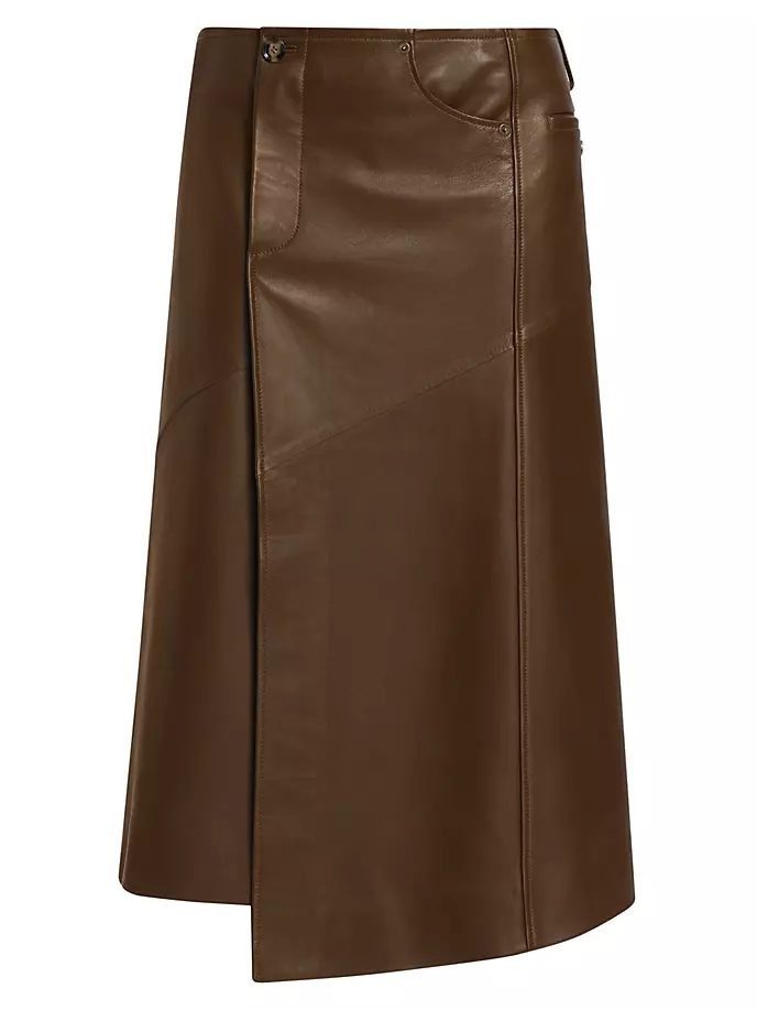 

Юбка миди из кожи наппа с запахом Proenza Schouler, цвет chestnut