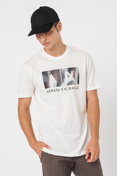 

Хлопковая футболка с логотипом ARMANI EXCHANGE, зеленый, белый
